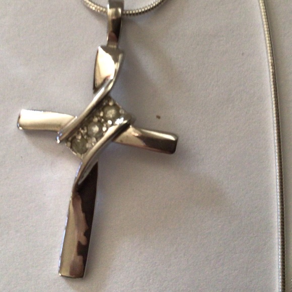 Sterling Diamond Cross Necklace - Picture 1 of 7